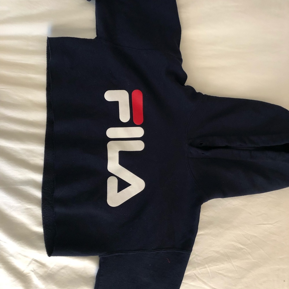 Two cropped graphic hoodies, Kids 11/12